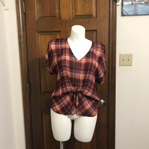 Cute maroon plaid blouse